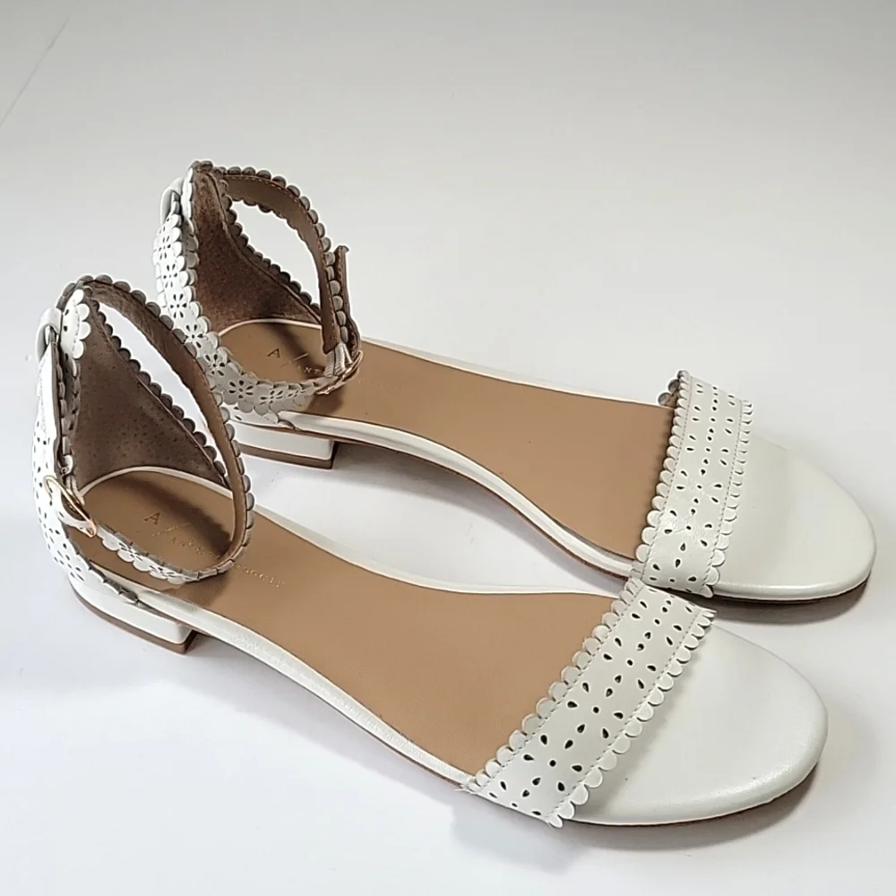 New, Anthropologie wrap around white eyelet leather  sandal  women's size 10